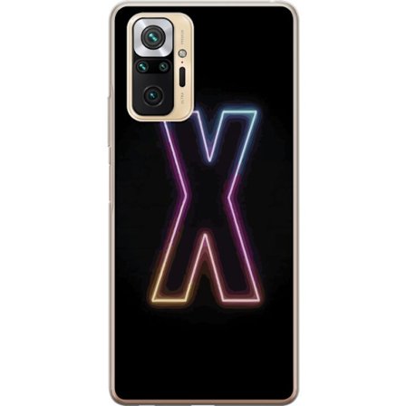 Kompatibelt Mobildeksel til Xiaomi Xiaomi Redmi Note 10 Pro Neonbokstav X i sterke fargevariasjoner mot svart bakgrunn, kraftig typografisk design med