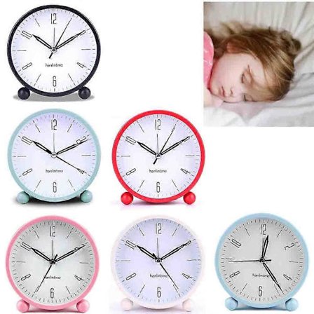 Stille vækkeur Ikke-tikkende Analogt Vækkeur Minimalistisk Rundt Metal Lys Vækkeur