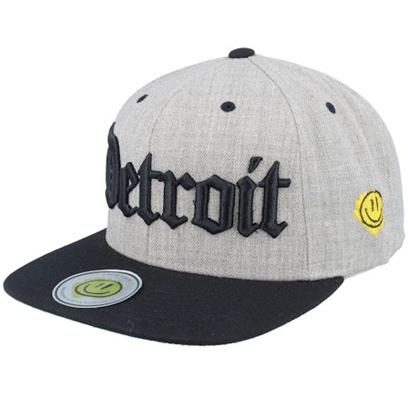 Lucid Smile - Grå snapback Caps - Detroit 3d Script Heather Grey/Black Snapback @ Hatstore