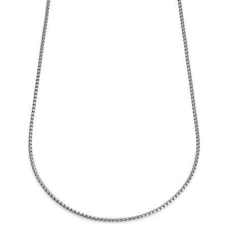Essentials | 3 mm Silver-Tone Curved Box Chain Necklace for Men - Chain necklaces