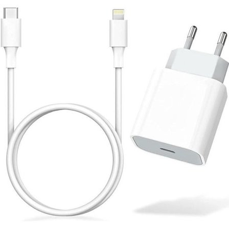 USB C-laddare - E.F.CONNECTION - 20W - Kabel 1M - Snabbladdning - Kompatibel med iPhone 12/13