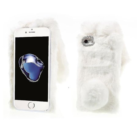 Kaninformet Varm Pels TPU Mobiltelefon Etui Til Iphone Se (2020)/se (2022)/8/7 4.7 Tommer - Hvid -xx