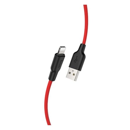 HOCO X21 Plus Silikoneopladerkabel til Lightning - Sort & Rød