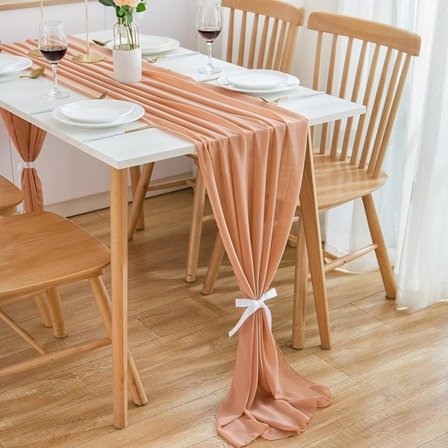 Chiffon Bordløper Bryllup Borddekorasjon Bursdag Dekorasjon, 300 x 70cm, Gull og Rosa