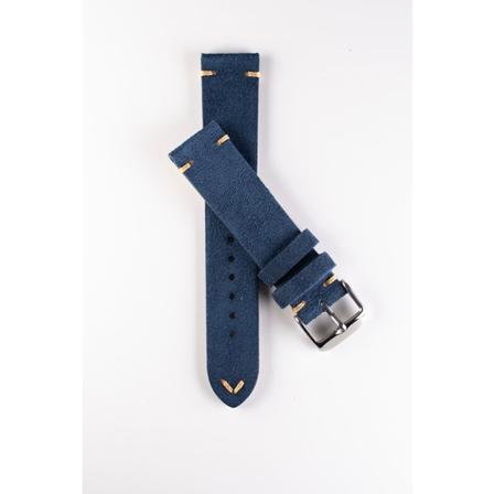 Premium klockarmband av blå mocka Blue 20mm