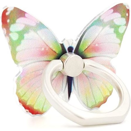 Fjärilsmobiltelefon Ringhållare Finger Ring Grip Stativ 360° Rotation 180° Flip Universellt Stativ Kompatibel med Alla Smartphones (Grön)