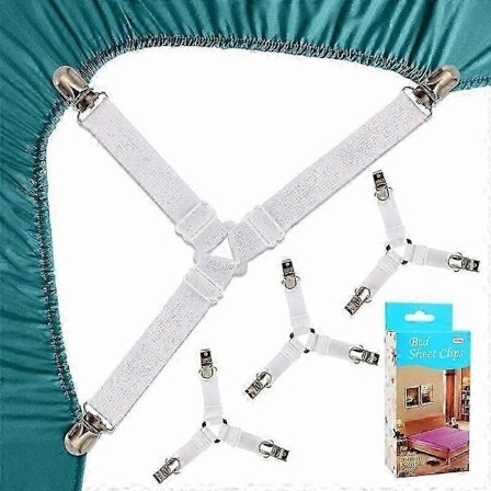 Lakenholdere 4-pakning Triangel Dra-På Lakenholdere Elastisk Madrassholder Justerbar Lakenspenner Seler Madrassbånd Hvit