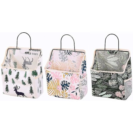 Hengende Oppbevaringskurver 3-pakning Dekorative Vanntette Veggmonterte Organisatorer Sammenleggbare Poser Med Limte Kroker For Baderom Kjøkkenvegg 