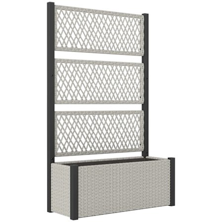 Rattan hævet plantekasse med espalier, 90x35x148cm, grå