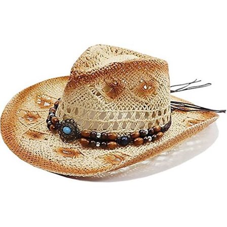 Herr och dam vävda stråhattar Dam stråhattar Dam cowboyhattar Cowboyhattar med formbar brätte, strandcowgirl, beige