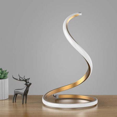 Spiral LED-bordlampe, moderne 3-farvet dæmpbar bordlampe med minimalistisk lysdesign og touch-controller, kreativ stilfuld smart lampe til soveværelse