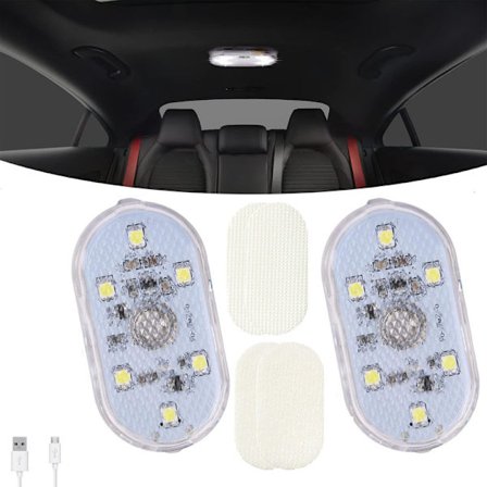 2/4 kpl Langaton LED-valaistus autoon, USB LED-valaistus Ladattava sisätilan valaistus autoon, moottoripyörään ja retkeilyyn