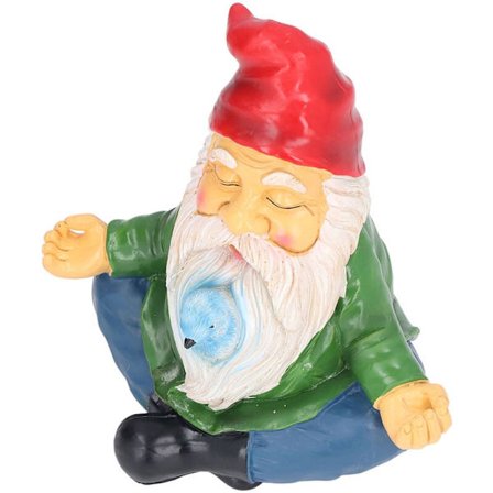 Håndlavet Mediterende Nisse Ornament i Resin, Zen Have Nisse til Patio Baghave Dekoration