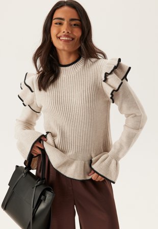 Object Collectors Item - Objaki L/S RE KNIT PULLOVER - White Sand Detail:melange W. B - Kläder - - Bubbleroom