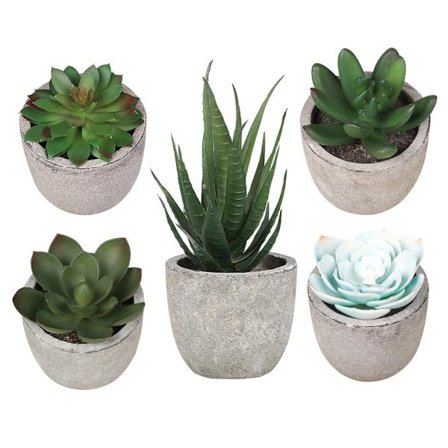 Kunstige sukkulenter, mini falske planter i hvide keramiske blomster bordplanter til hjemmebadeværelse lille rumdekoration, 1