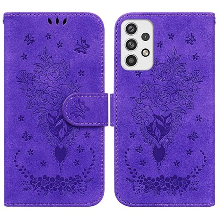 Etui til Samsung Galaxy A23 5g Cover Coque Sommerfugl og Rose Magnetisk Tegnebog Pu Premium Læder Flip Kort Holder Telefon Etui - Gul