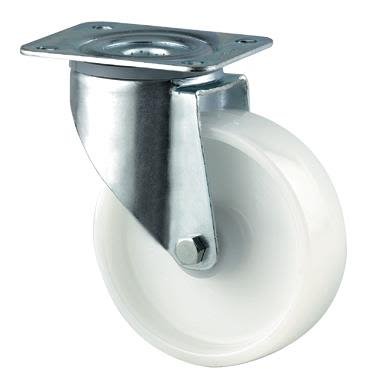 Tente 3470POR100P62 Leddhjul nylon, hvit, plate 105 x 85 mm 100 mm, Garasjeinnredning & oppbevaring