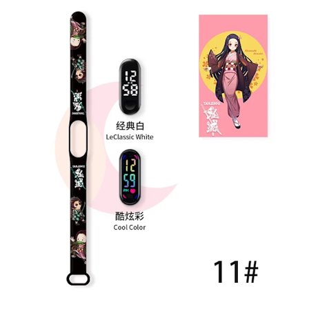 Demon Slayer LED Farverigt Klassisk Hvidt Mi Ur Anime Figurer Kamado Tanjirou Nezuko Vandtæt Sportsur Børnegaver Legetøj