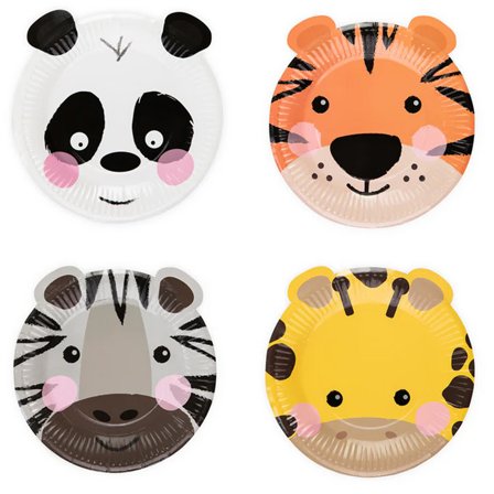 Vilda Djur - Papperstallrik 4-pack - Partyninja.se
