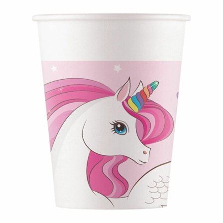 Pappersmugg Unicorn Regnbåge 200ml 8-pack