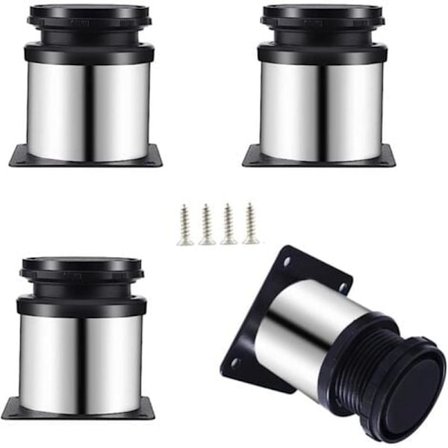 4 stk. Justerbare møbelben i rustfritt stål, 50x60 mm, skapben, metallben, for møbler, kjøkken, kontor, bordben, møbelben, benkeplateben