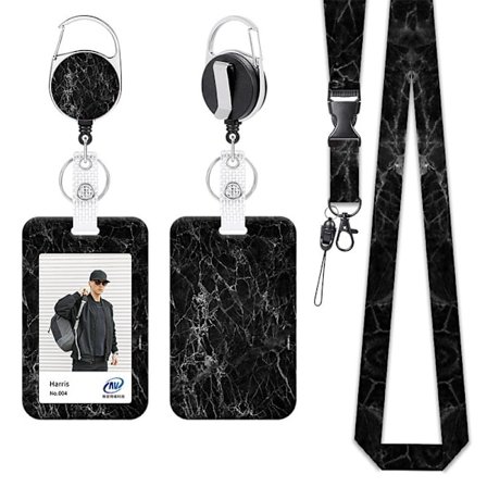 Udtrækkelig badgeholder med polyester lanyard - Perfekt til arbejds-id'er