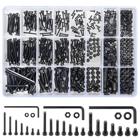 1260 Stykker M2 M3 M4 Bolt- og Skruesæt med Møtrikker og Spændeskiver, Sekskantbolte og Møtrikker, Topskruer