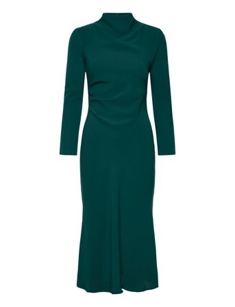 Mango Ruched Dress With Draped Neckline - Green - XS