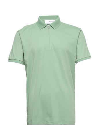 Slhfave Zip Ss Polo B Green Selected Homme