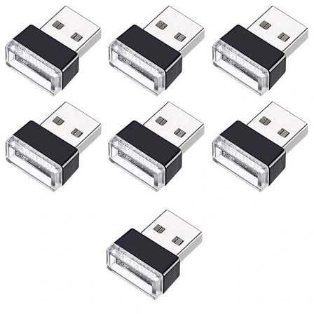 {xjxj}7 kpl Mini USB -lamppu LED-auton tunnelmavalaistus Neon Sisävalaistus Autokorut USB-yövalo (7 väriä)