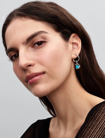 Pandora Whale Sterling Silver Dangle With Clear Cubic Zirconia, Imitation Turquoise And Black Enamel - Silver - ONE SIZE