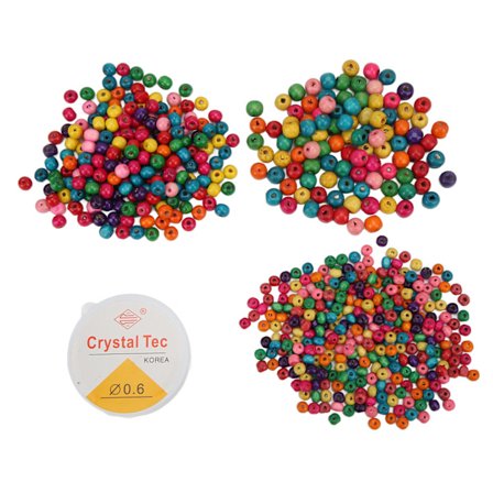 Värilajitelma Pyöreät Puuhelmet 601 kpl 3 kokoa kalalangalla DIY-koruihin Rannekorut Kaulakorut Korvakorut Askartelu