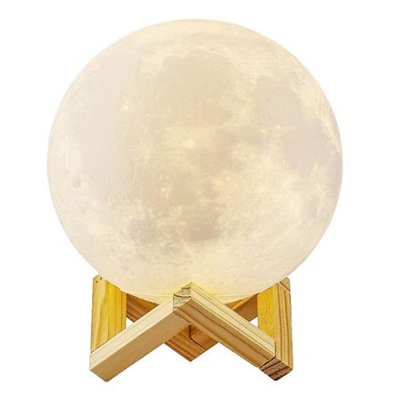 5,9 tums LED Moon Night Light 15 cm 3D Moon Lamp Dimbar Touch & Tap-styrd 7-färgad LED Moon Light (Vit)