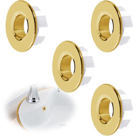 4 stk. vask overløbsring, overløbsdæksel til vask overløbsdæksel rund vask overløbsring overløbsdæksel til badeværelse køkkenvask hul (guld)