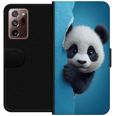 Kompatibelt Plånboksfodral till Samsung Samsung Galaxy Note20 Ultra Söt panda som tittar fram genom papper i mjuk 3D-illustration