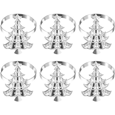 6 Pakk Serviettringer Jul Serviettdekorasjon Metall Serviettring