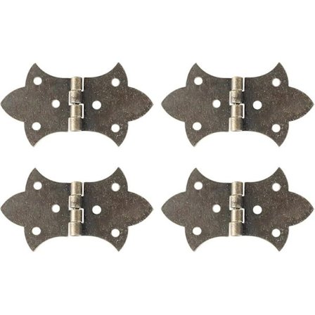 (bronse) Sett med 4 Vintage Antikke Tremøbler Hengsler 31mm x 57mm
