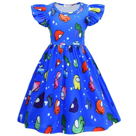 Sarjakuvatyylinen lasten mekko, lepattavat hihat, tyttöjen mekko, lasten prinsessamekko 40