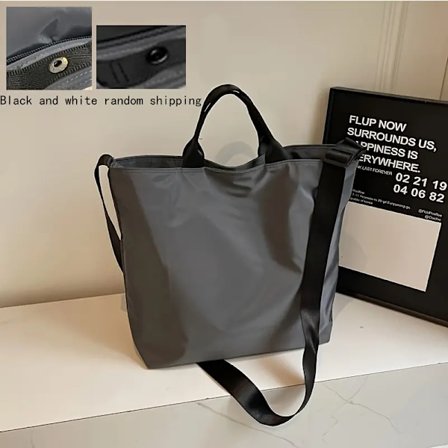 Vattentät nylonväska dam stor kapacitet axelremsväska, Grå