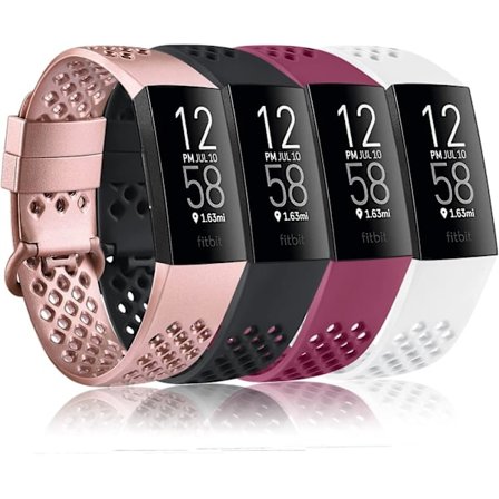 Sunrain 4-pack sportband kompatibel med Fitbit Charge 4-band och Fitbit Charge 3-band silikonersättningsarmband