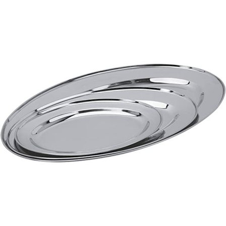 Sett med 3 ovale rustfrie stålskåler