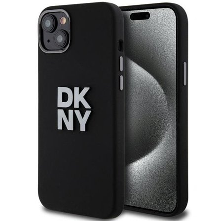 DKNY Liquid Silicone Metal Logo iPhone 15/14/13 Etui - Sort