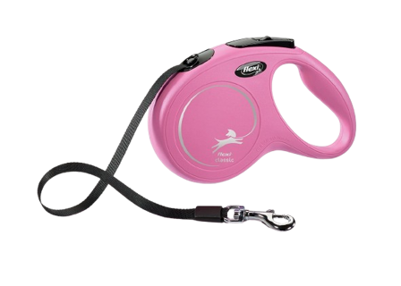 Flexi - Rullebånd New Classic Tape, 5m, M, maks 25kg, Rosa - Hund - Halsbånd - ZOO.no