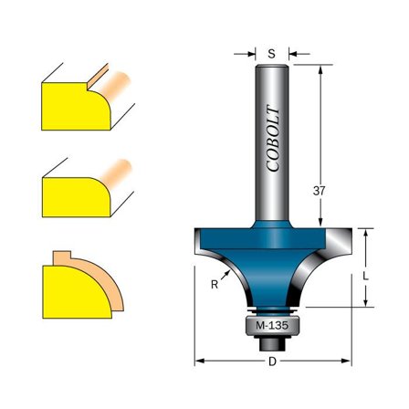 Cobolt 217-160 Avrundingsfres R=16 D=45 L=22, Maskintilbehør & forbruk