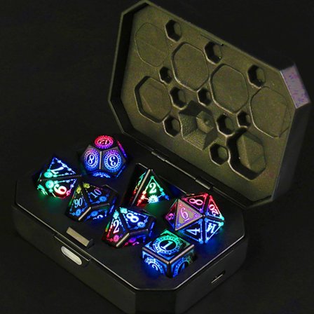 D&D Laddningsbara LED-tärningar (Flerfärgade)