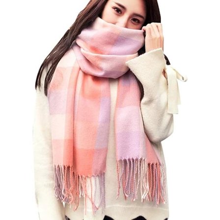 Varmt vinter skjerf stor størrelse unisex myk rutete imitert kasjmir tykt strikket skjerf motegave julegave rose 200x60cm