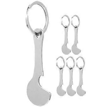 6 stk. Indkøbsvogns Mønt Vedhæng Rustfrit Stål Indkøbsvogns Mønter Indkøbsvogns Fjernere