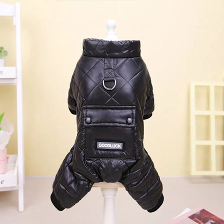 Vattentät Hund Jumpsuit Varm Fleece Jacka Kläder för Hundvalp Vinter Vadderad Kläder