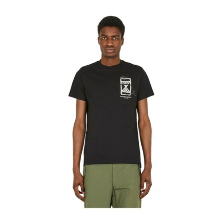 Engineered Garments, Elephant Cross Crewneck T-Shirt Zwart, Heren, Maat:L