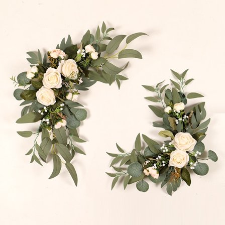 Kunstige Blomster Bryllupsbue Blomster Inngangsdør Swag Silkestoff DIY Dekor Rose Lavendel Blomster